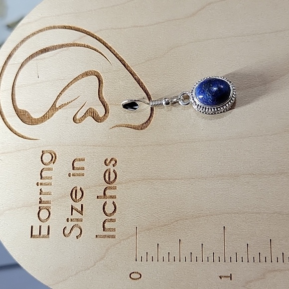 Lapis Vintage Style Drop Earrings, S925 - Picture 4 of 5